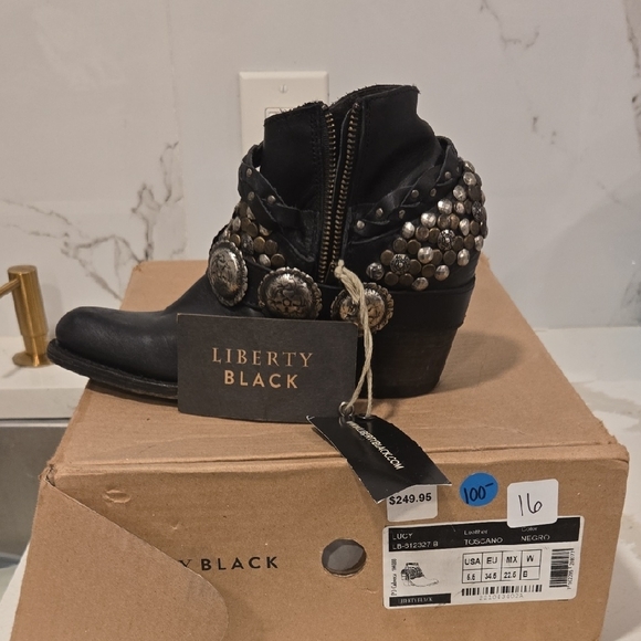 LIBERTY Black Women's Studded Ankle Booties - Picture 2 of 6